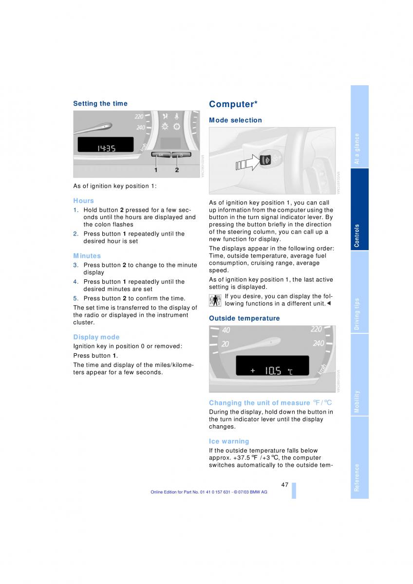 BMW X3 E83 owners manual / page 49