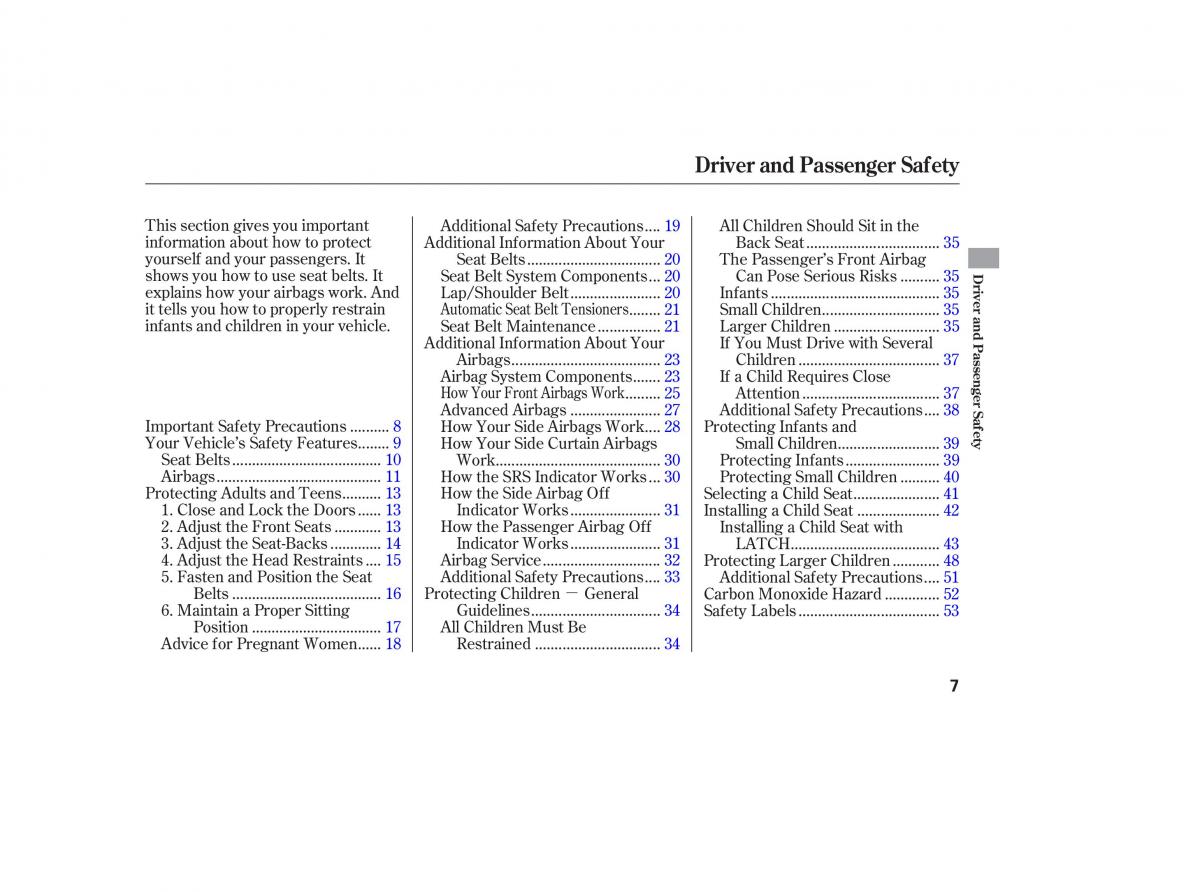 Honda Accord VII 7 CU1 Inspire owners manual / page 6