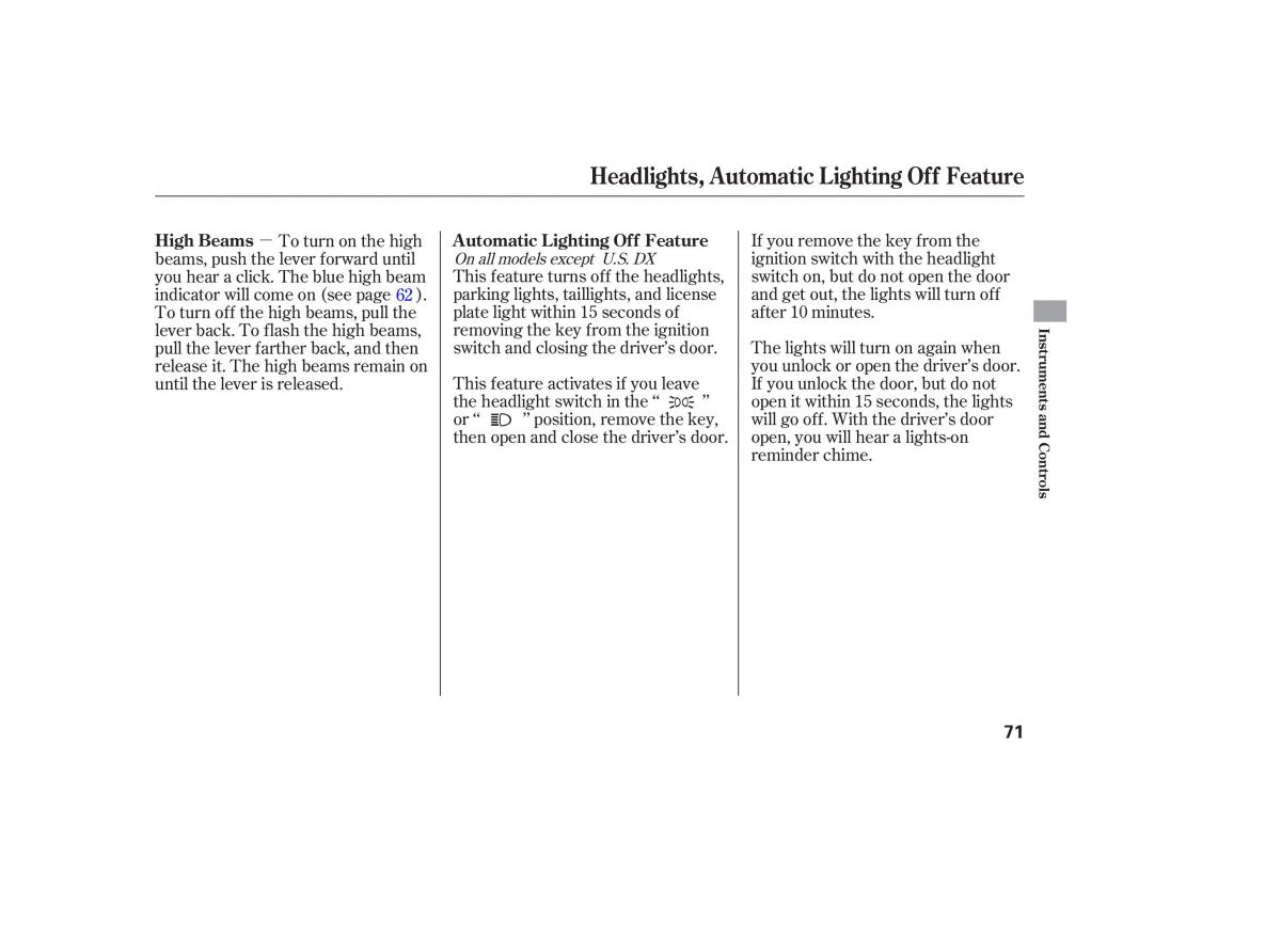 Honda Accord VII 7 CU1 Inspire owners manual / page 69