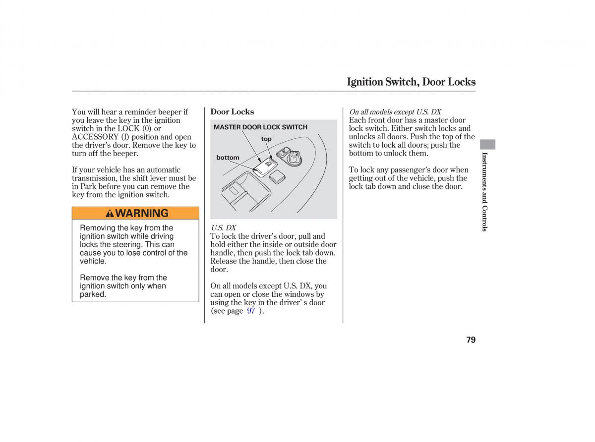 Honda Accord VII 7 CU1 Inspire owners manual / page 77