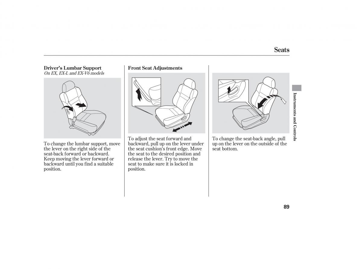 Honda Accord VII 7 CU1 Inspire owners manual / page 87