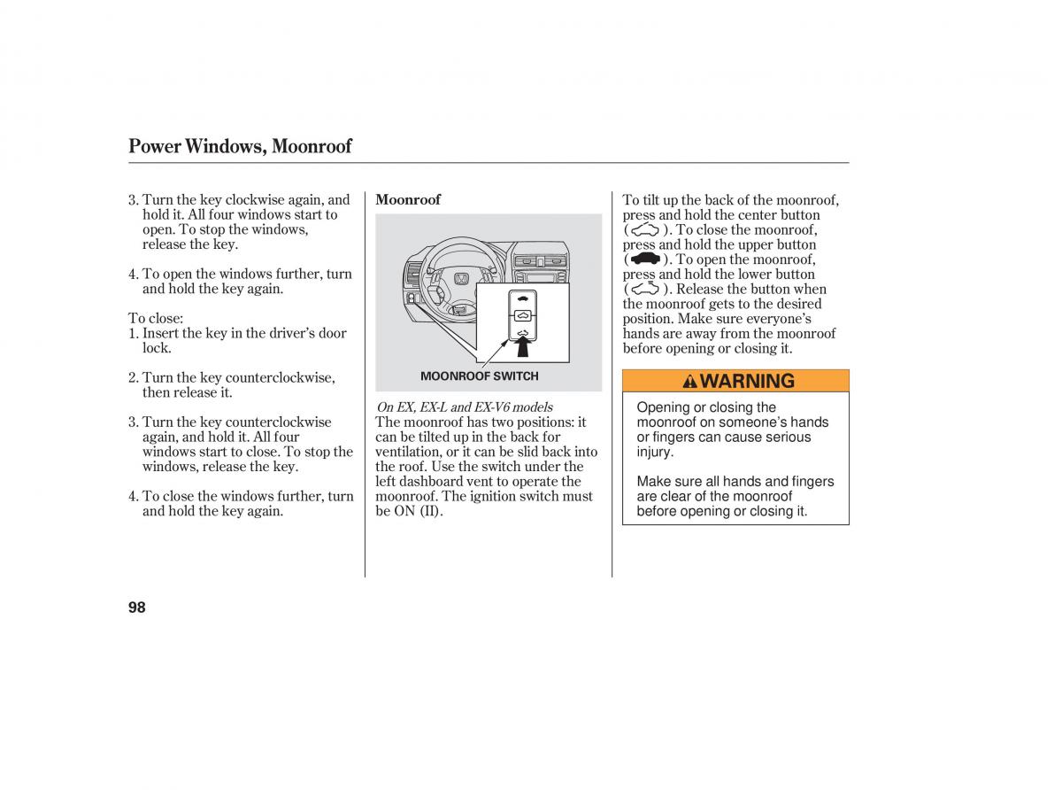 Honda Accord VII 7 CU1 Inspire owners manual / page 96