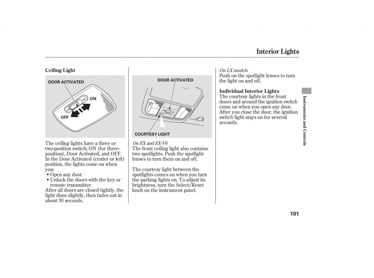 Honda Accord VII 7 CU1 Inspire owners manual / page 99