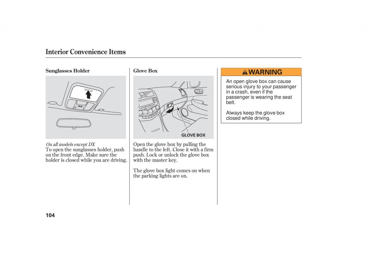 Honda Accord VII 7 CU1 Inspire owners manual / page 102