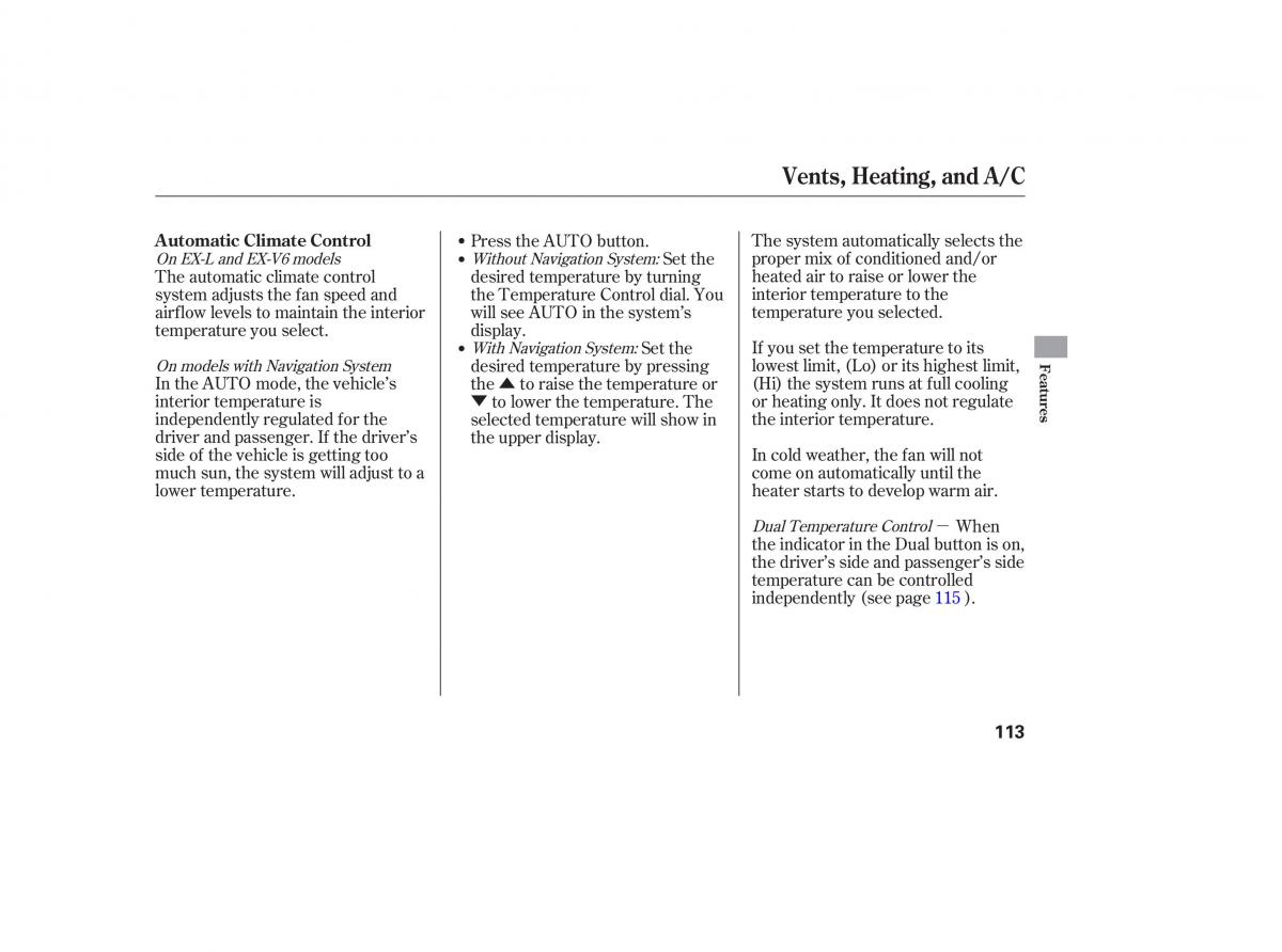 Honda Accord VII 7 CU1 Inspire owners manual / page 111