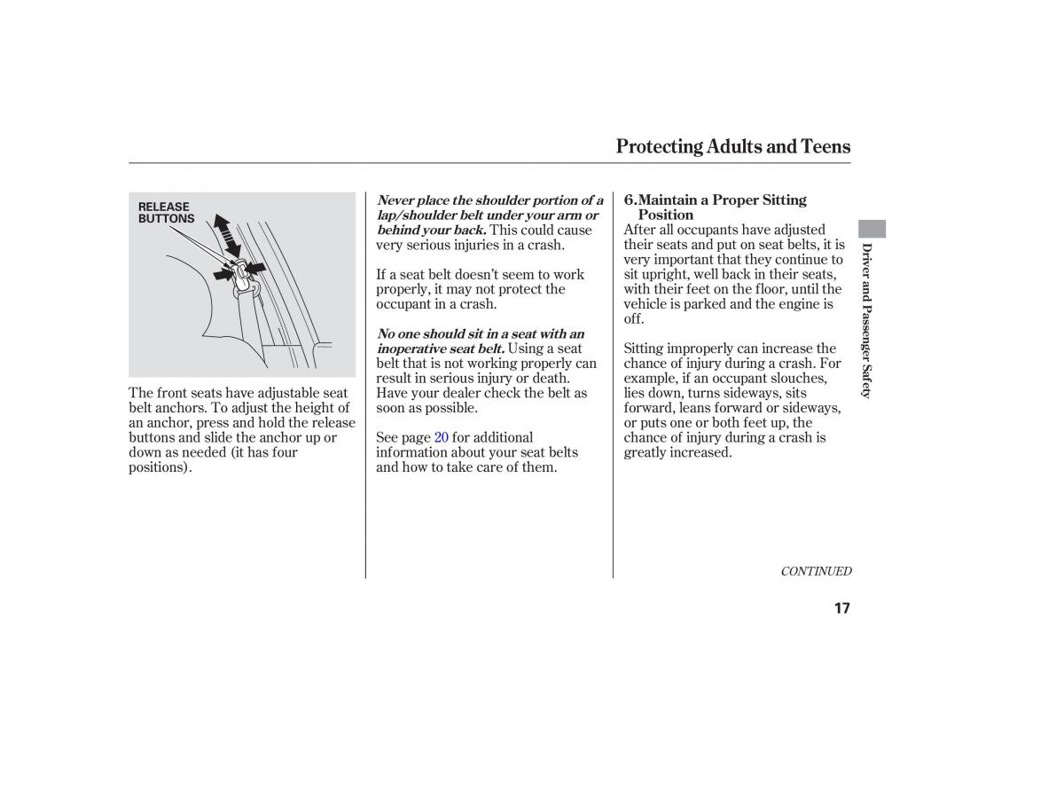 Honda Accord VII 7 CU1 Inspire owners manual / page 16