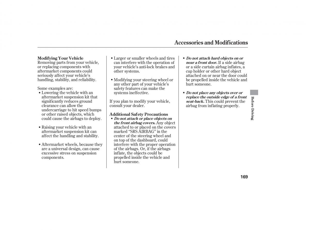 Honda Accord VII 7 CU1 Inspire owners manual / page 167