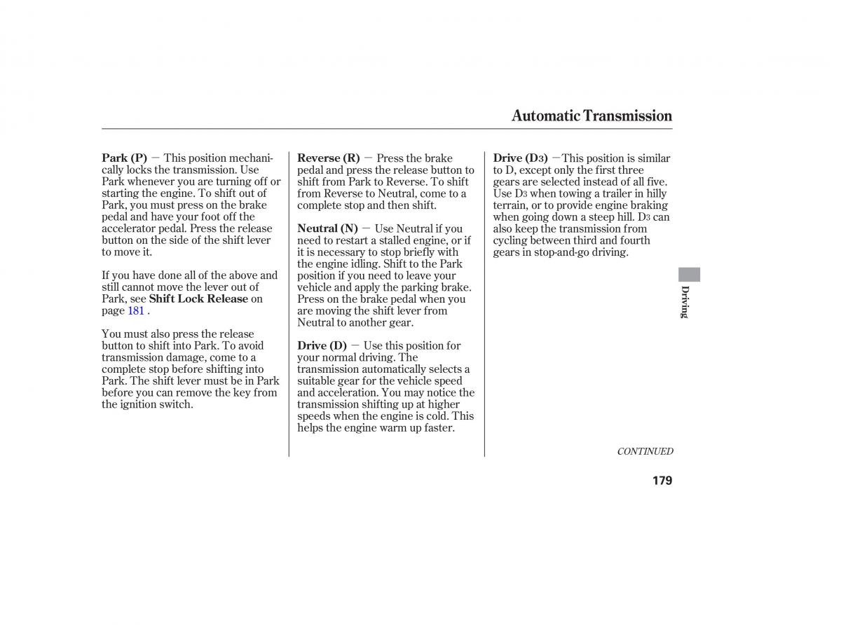 Honda Accord VII 7 CU1 Inspire owners manual / page 177