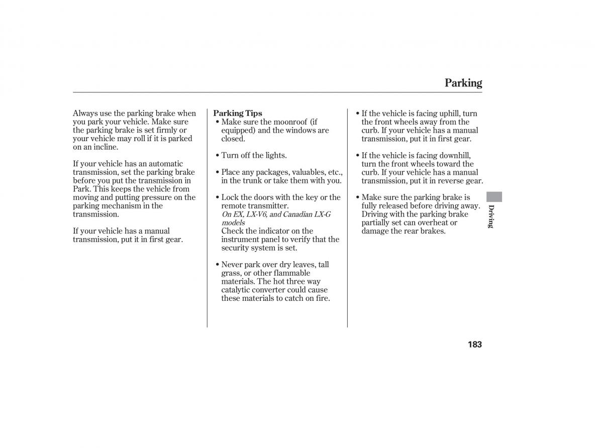 Honda Accord VII 7 CU1 Inspire owners manual / page 181