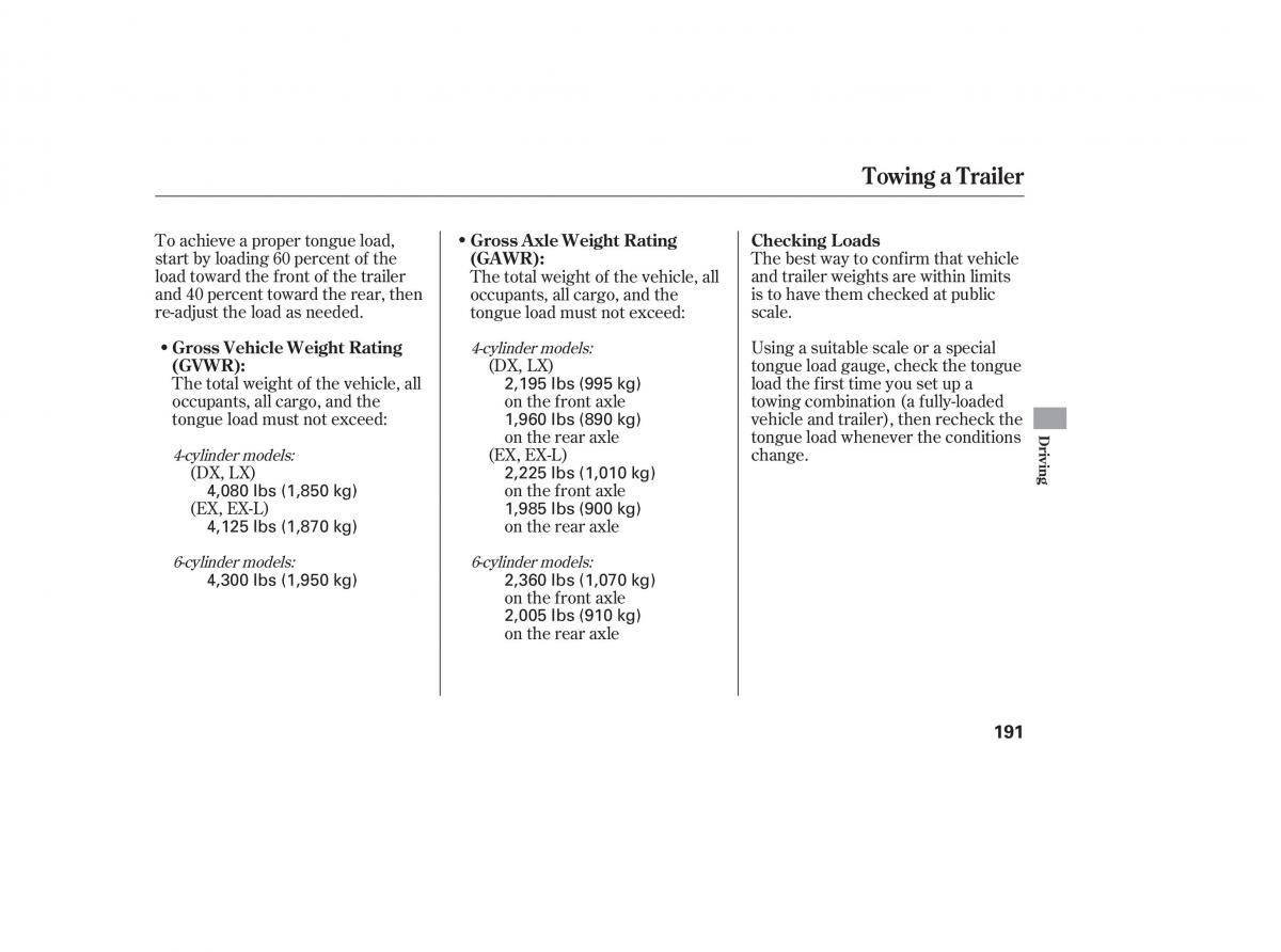 Honda Accord VII 7 CU1 Inspire owners manual / page 189