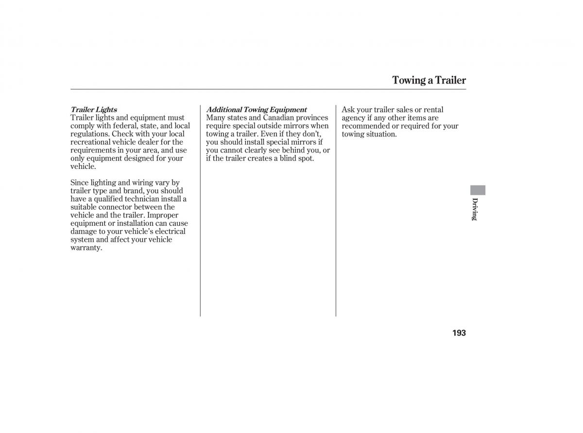 Honda Accord VII 7 CU1 Inspire owners manual / page 191