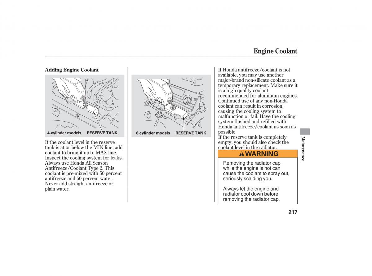 Honda Accord VII 7 CU1 Inspire owners manual / page 214