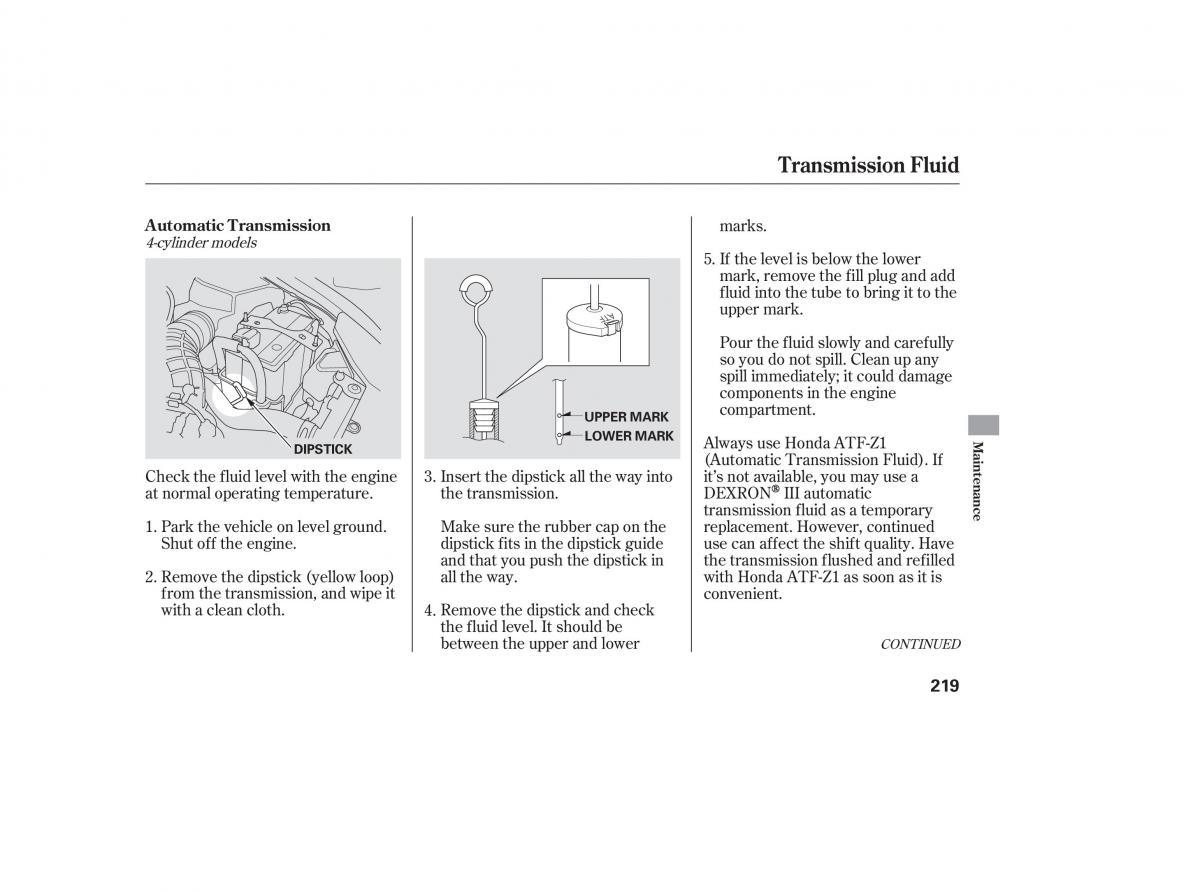 Honda Accord VII 7 CU1 Inspire owners manual / page 216