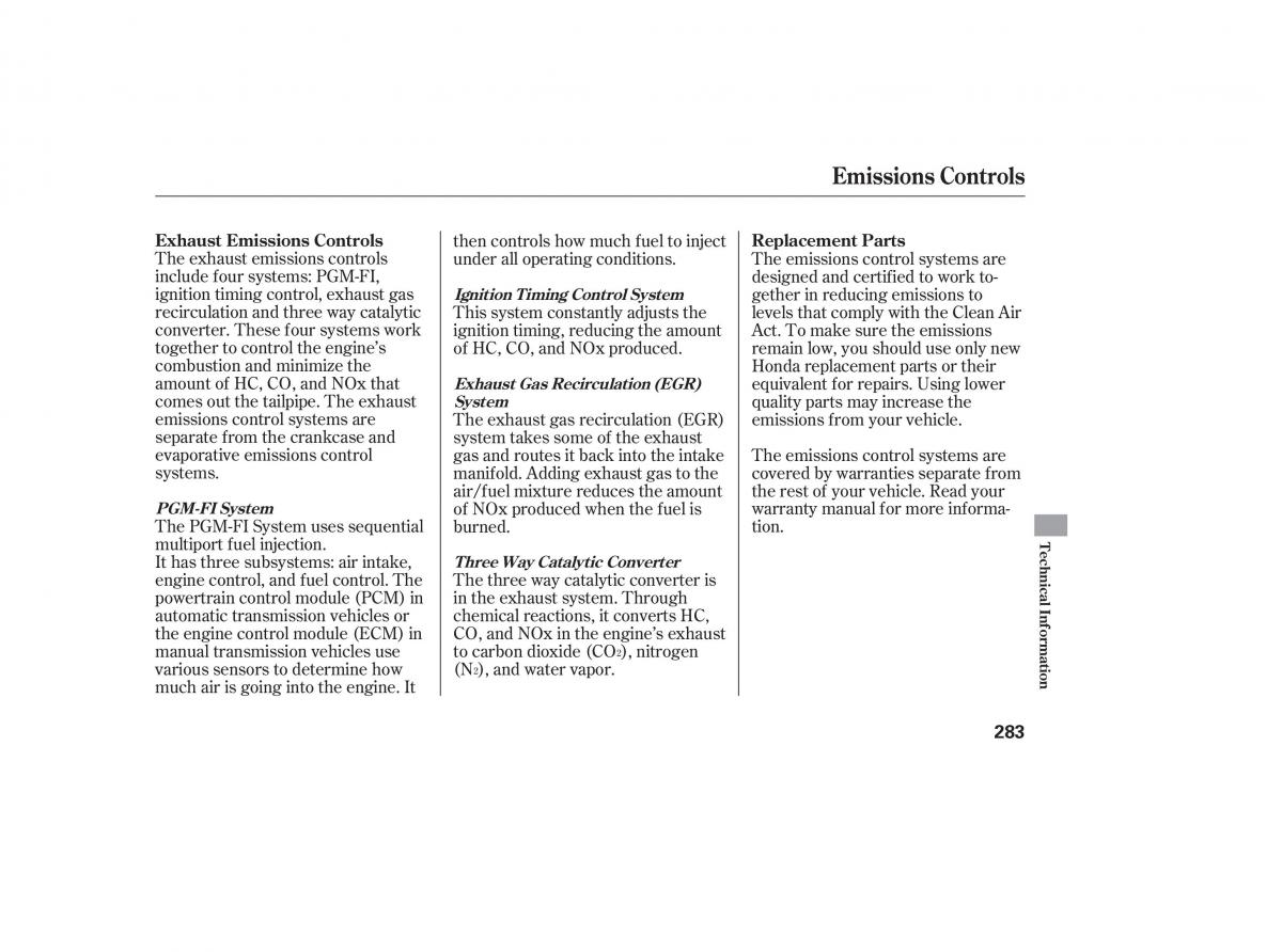 Honda Accord VII 7 CU1 Inspire owners manual / page 279