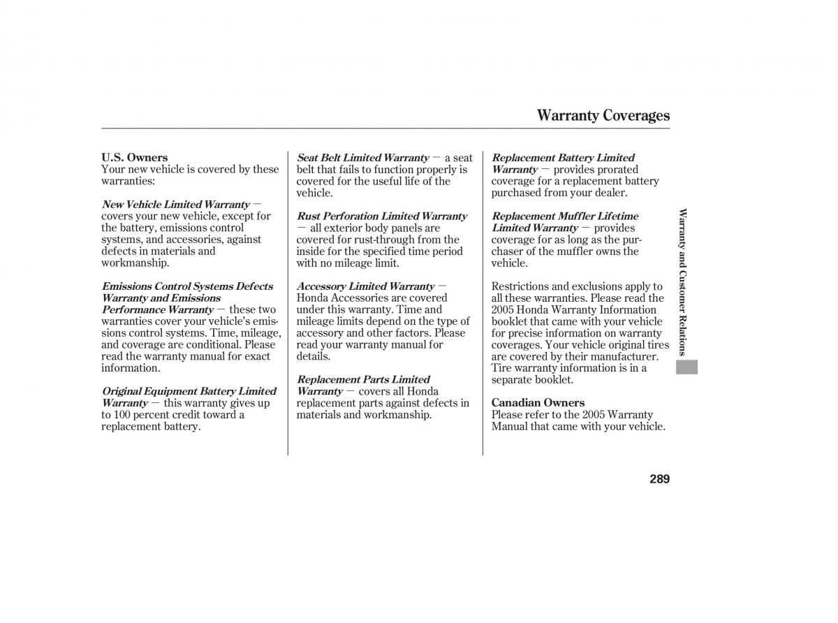 Honda Accord VII 7 CU1 Inspire owners manual / page 285