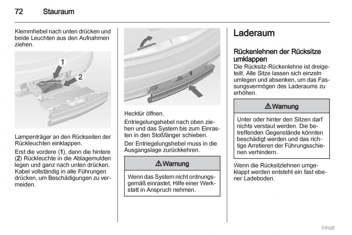 Opel Meriva II 2 B Chevrolet Meriva Vauxhall Meriva Handbuch / page 73