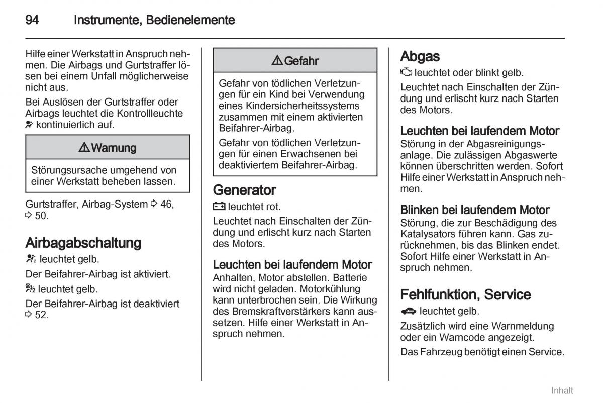 Opel Meriva II 2 B Chevrolet Meriva Vauxhall Meriva Handbuch / page 95