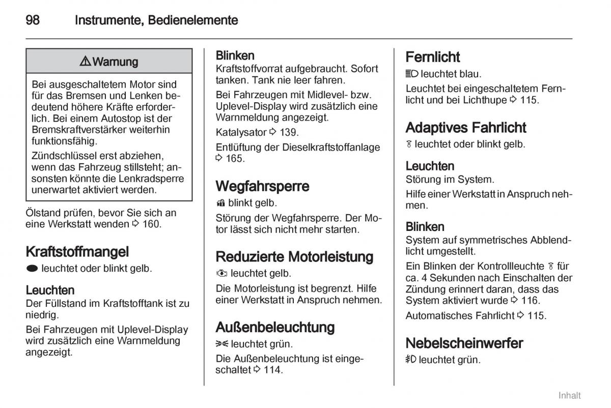 Opel Meriva II 2 B Chevrolet Meriva Vauxhall Meriva Handbuch / page 99