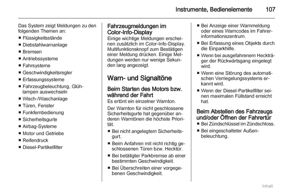 Opel Meriva II 2 B Chevrolet Meriva Vauxhall Meriva Handbuch / page 108