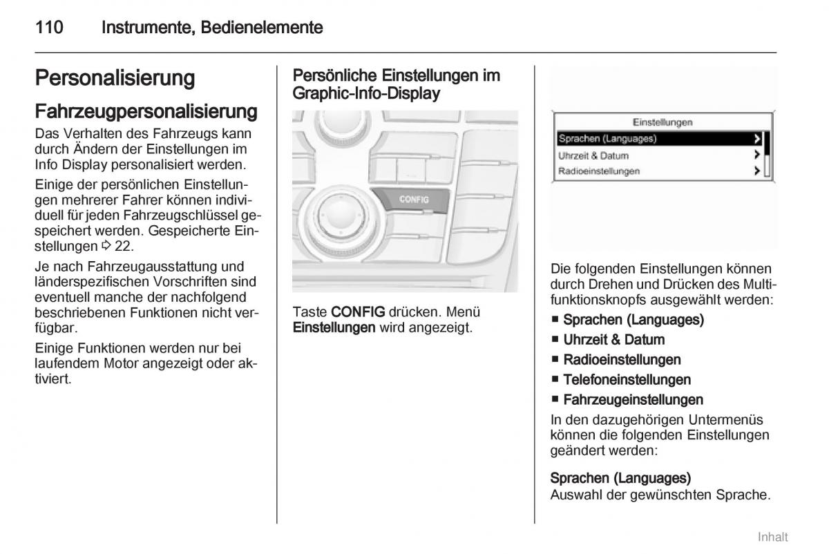 Opel Meriva II 2 B Chevrolet Meriva Vauxhall Meriva Handbuch / page 111