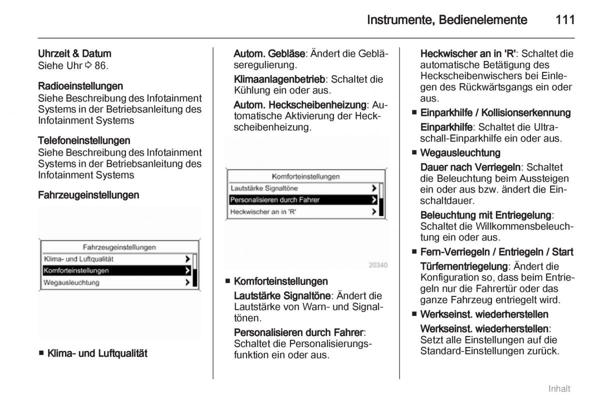 Opel Meriva II 2 B Chevrolet Meriva Vauxhall Meriva Handbuch / page 112