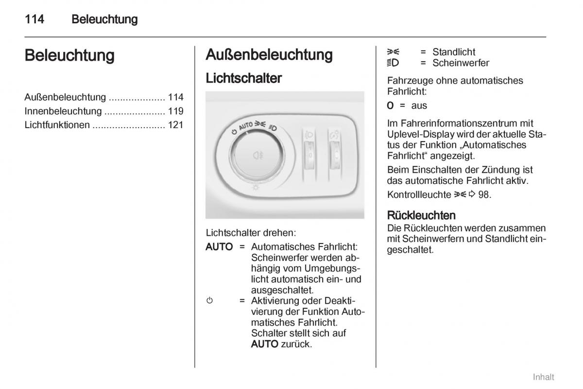 Opel Meriva II 2 B Chevrolet Meriva Vauxhall Meriva Handbuch / page 115