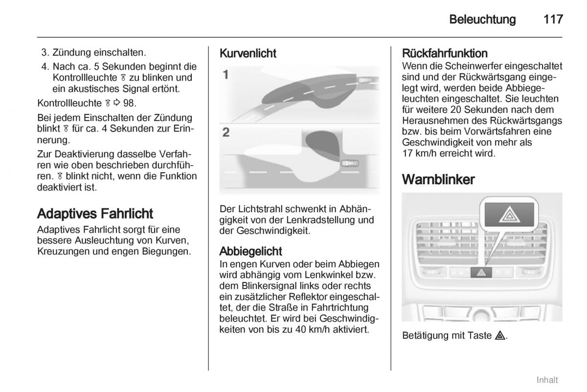 Opel Meriva II 2 B Chevrolet Meriva Vauxhall Meriva Handbuch / page 118