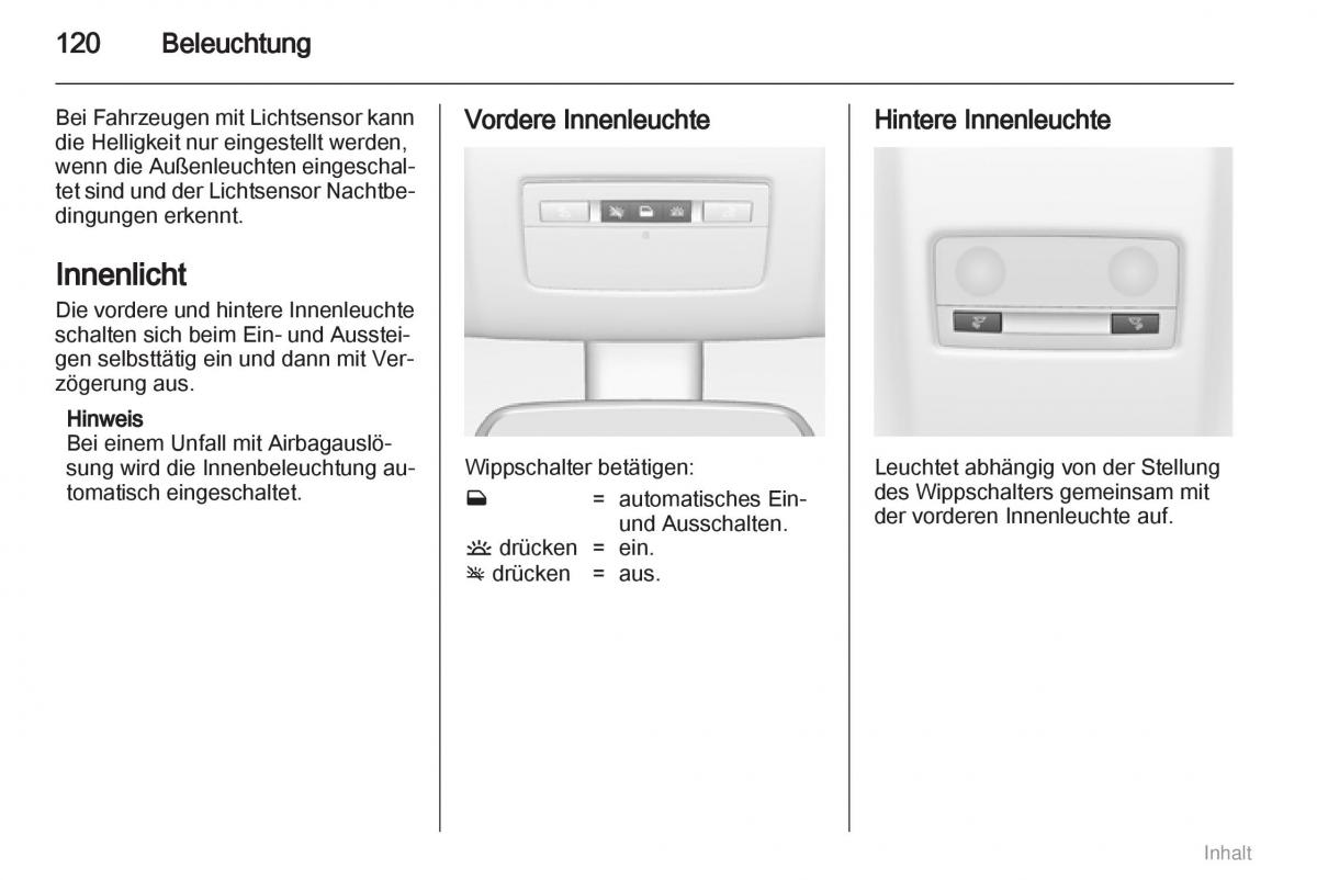 Opel Meriva II 2 B Chevrolet Meriva Vauxhall Meriva Handbuch / page 121