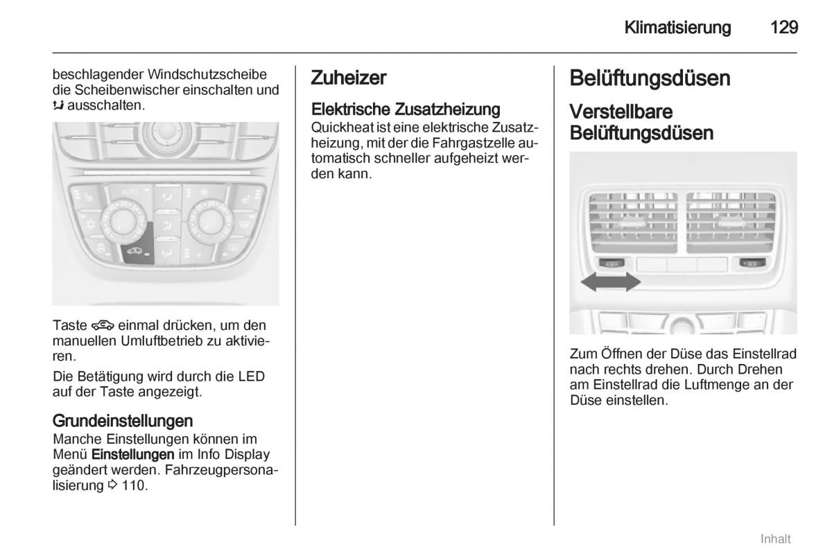 Opel Meriva II 2 B Chevrolet Meriva Vauxhall Meriva Handbuch / page 130