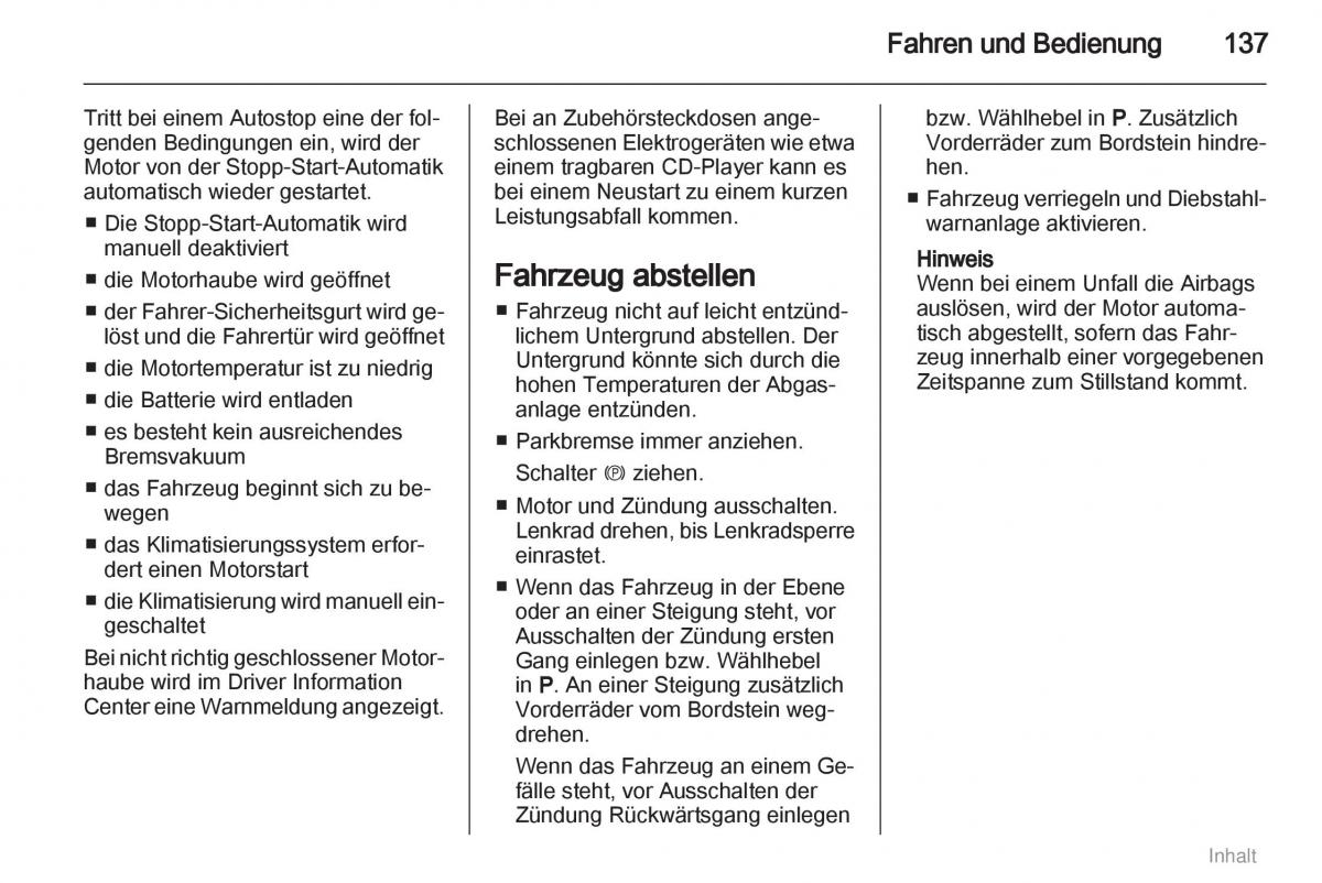 Opel Meriva II 2 B Chevrolet Meriva Vauxhall Meriva Handbuch / page 138