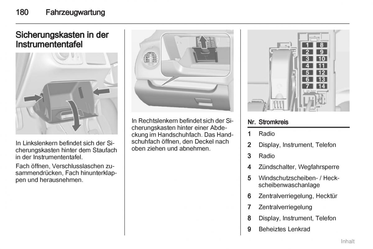 Opel Meriva II 2 B Chevrolet Meriva Vauxhall Meriva Handbuch / page 181