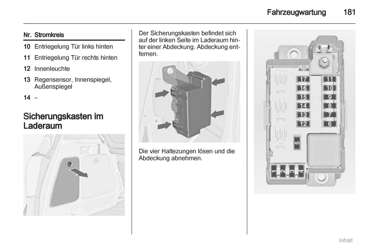 Opel Meriva II 2 B Chevrolet Meriva Vauxhall Meriva Handbuch / page 182