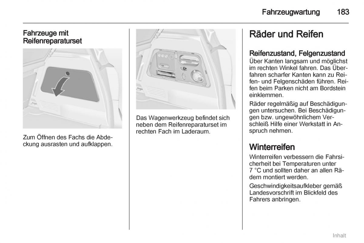 Opel Meriva II 2 B Chevrolet Meriva Vauxhall Meriva Handbuch / page 184