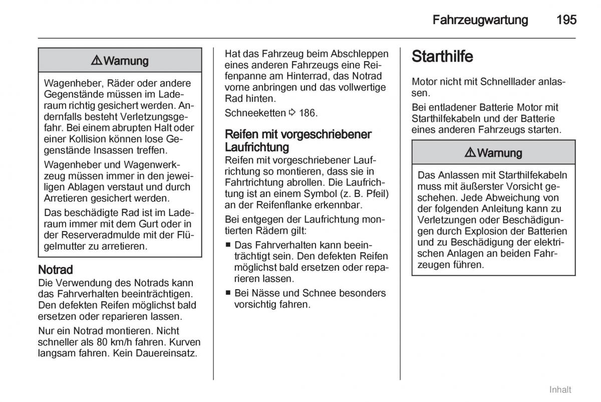 Opel Meriva II 2 B Chevrolet Meriva Vauxhall Meriva Handbuch / page 196