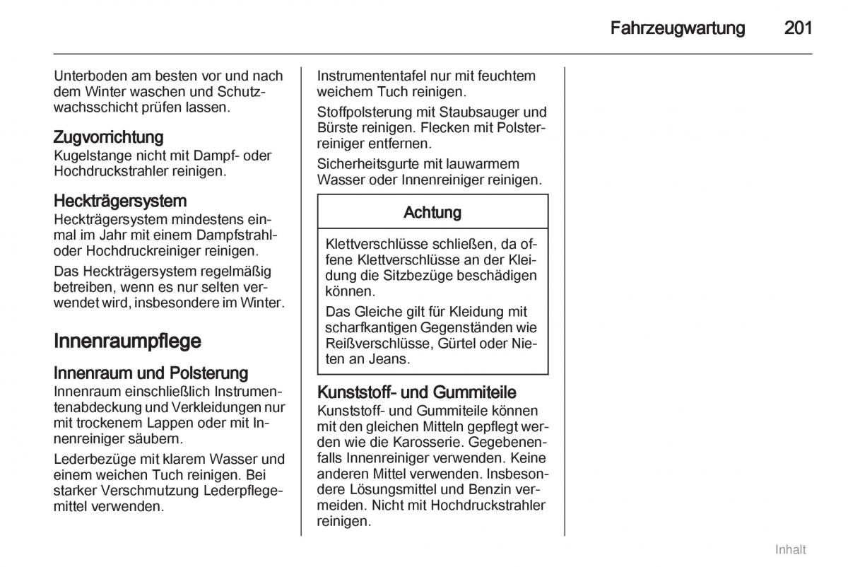 Opel Meriva II 2 B Chevrolet Meriva Vauxhall Meriva Handbuch / page 202