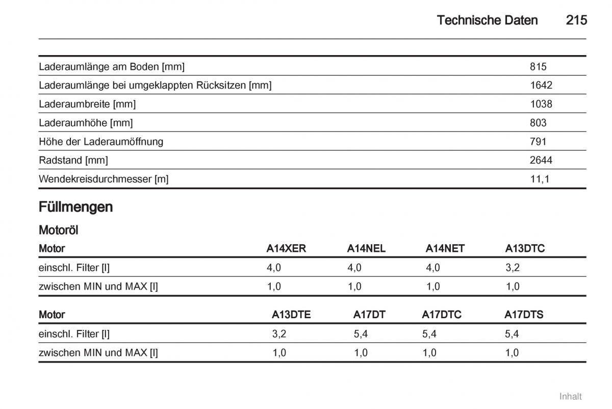 Opel Meriva II 2 B Chevrolet Meriva Vauxhall Meriva Handbuch / page 216