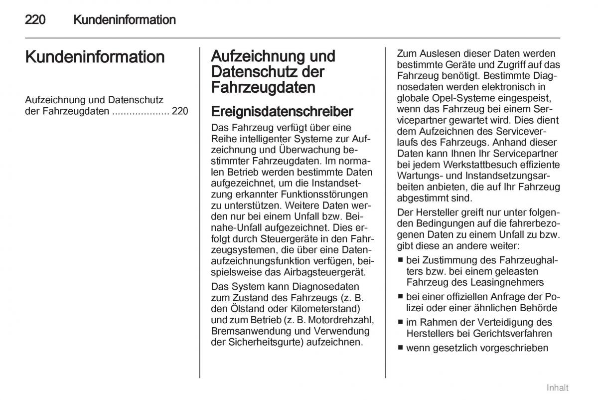 Opel Meriva II 2 B Chevrolet Meriva Vauxhall Meriva Handbuch / page 221