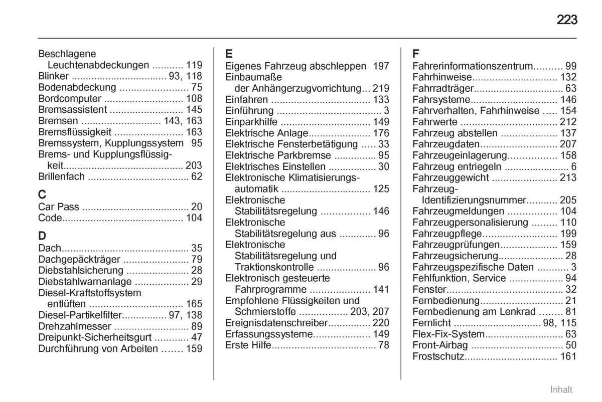 Opel Meriva II 2 B Chevrolet Meriva Vauxhall Meriva Handbuch / page 224