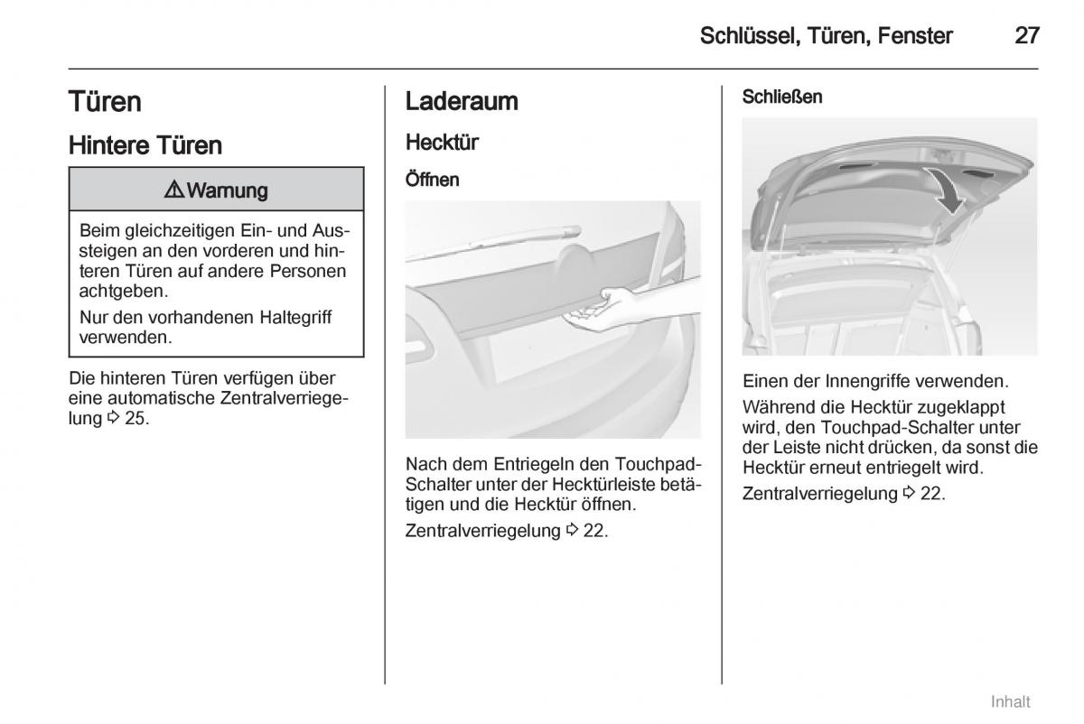 Opel Meriva II 2 B Chevrolet Meriva Vauxhall Meriva Handbuch / page 28