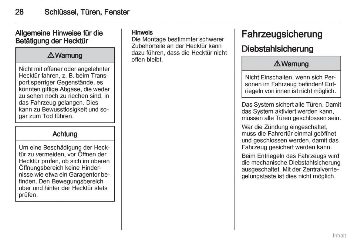 Opel Meriva II 2 B Chevrolet Meriva Vauxhall Meriva Handbuch / page 29