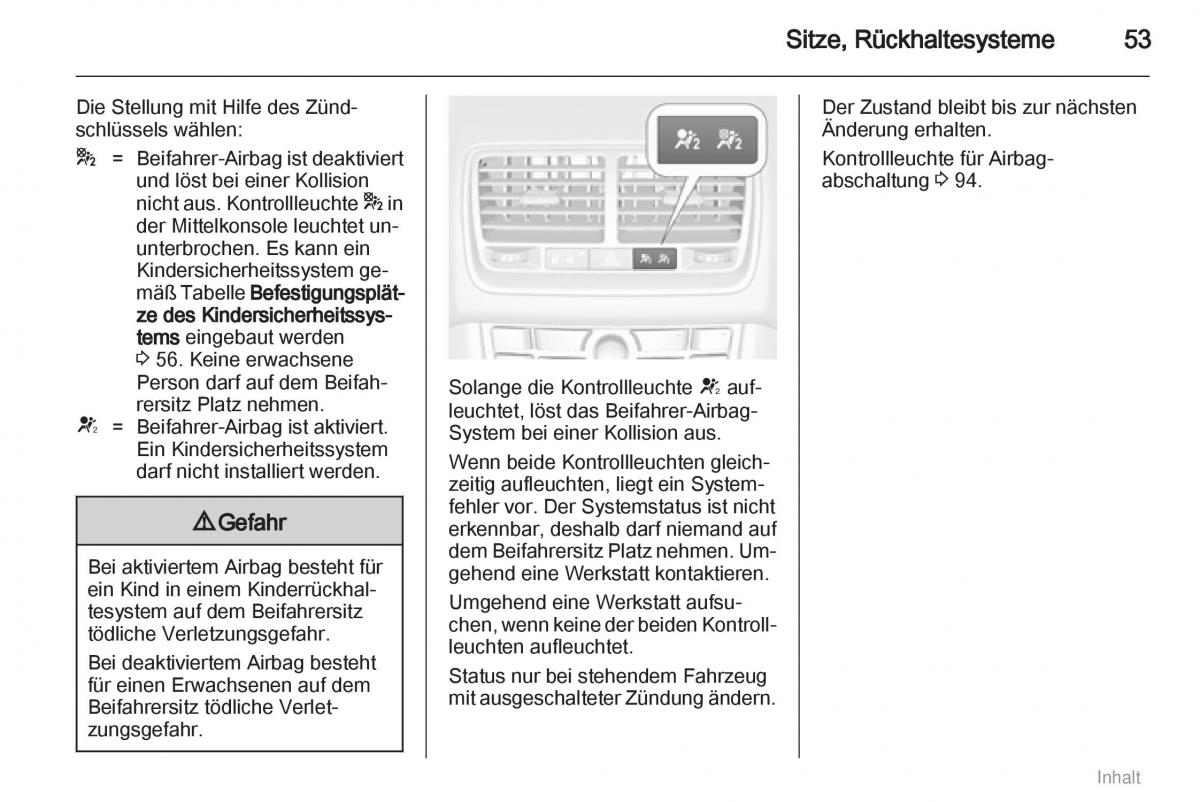 Opel Meriva II 2 B Chevrolet Meriva Vauxhall Meriva Handbuch / page 54