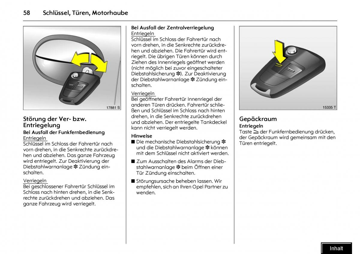 Opel Meriva I 1 A Chevrolet Meriva Vauxhall Meriva Handbuch / page 60