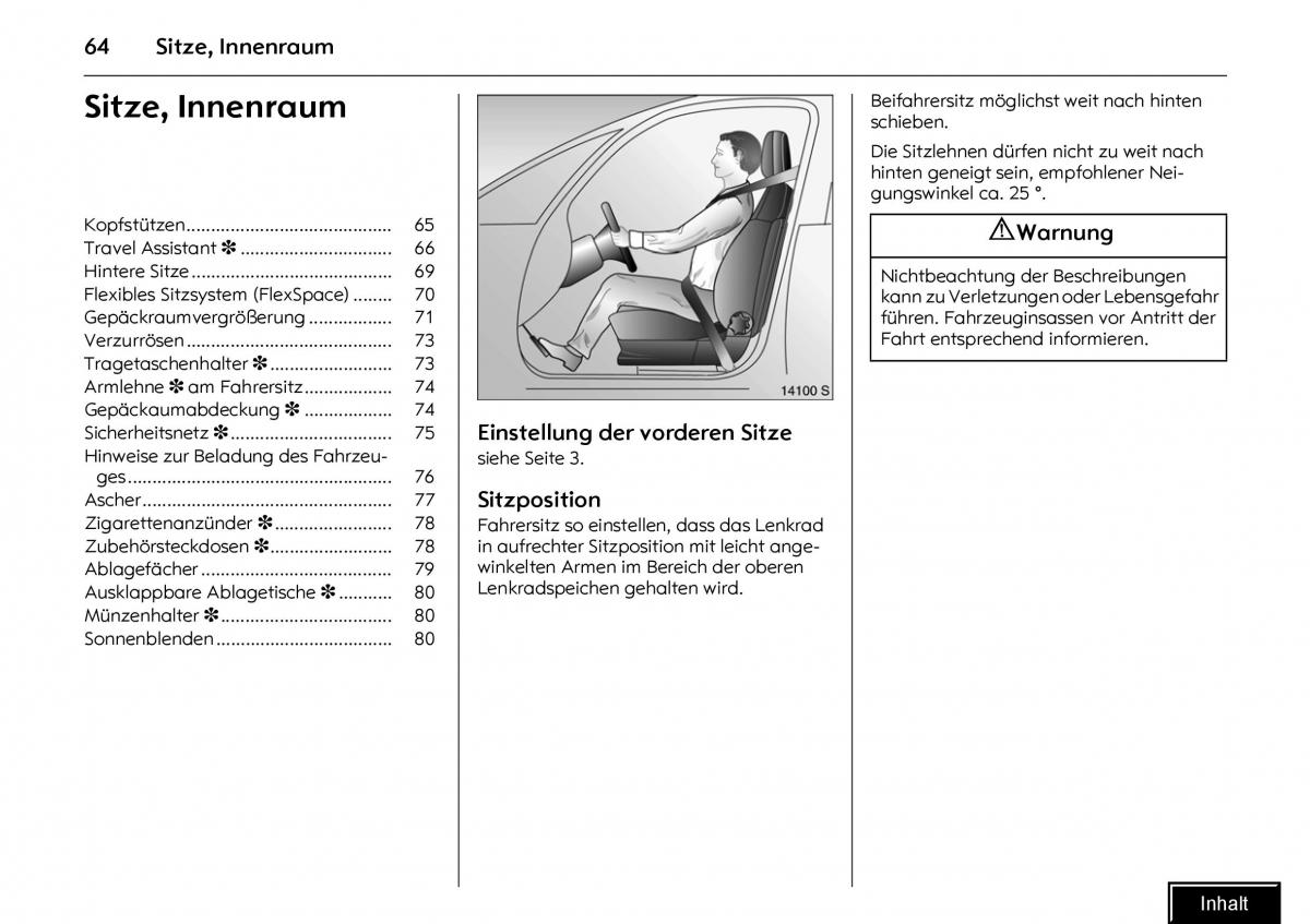 Opel Meriva I 1 A Chevrolet Meriva Vauxhall Meriva Handbuch / page 66