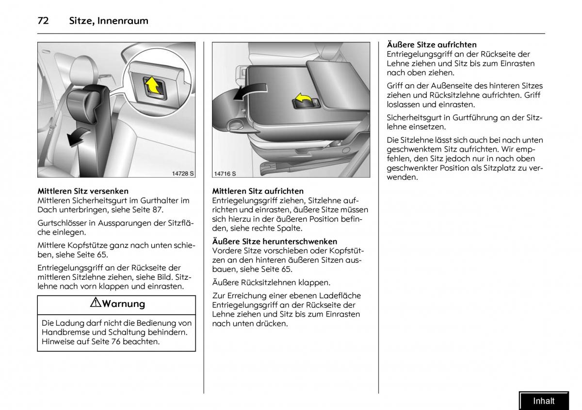 Opel Meriva I 1 A Chevrolet Meriva Vauxhall Meriva Handbuch / page 74