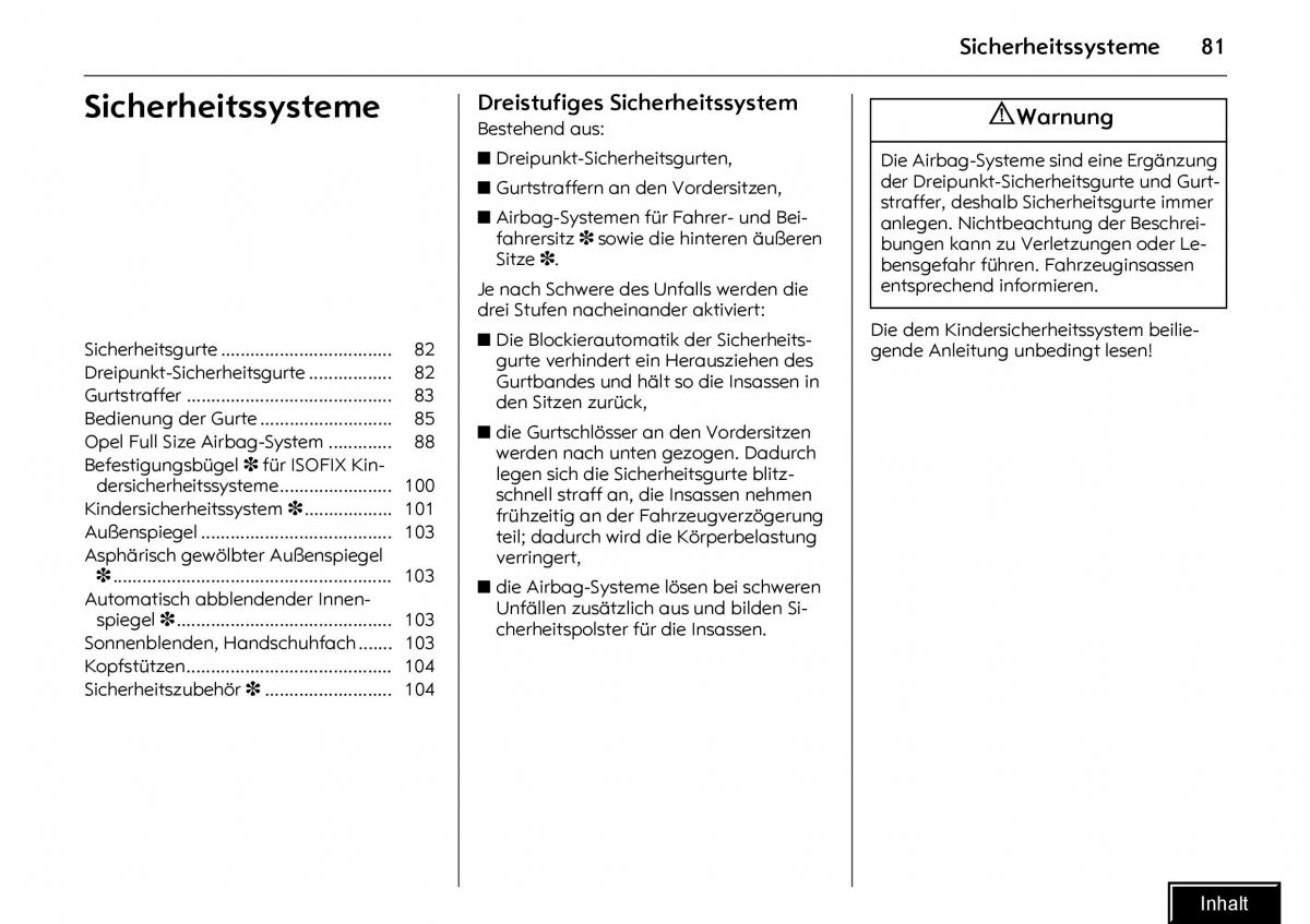 Opel Meriva I 1 A Chevrolet Meriva Vauxhall Meriva Handbuch / page 83