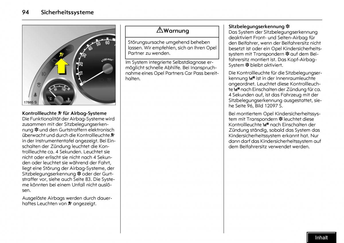 Opel Meriva I 1 A Chevrolet Meriva Vauxhall Meriva Handbuch / page 96