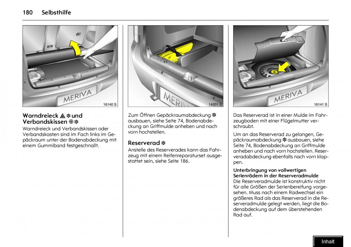 Opel Meriva I 1 A Chevrolet Meriva Vauxhall Meriva Handbuch / page 182