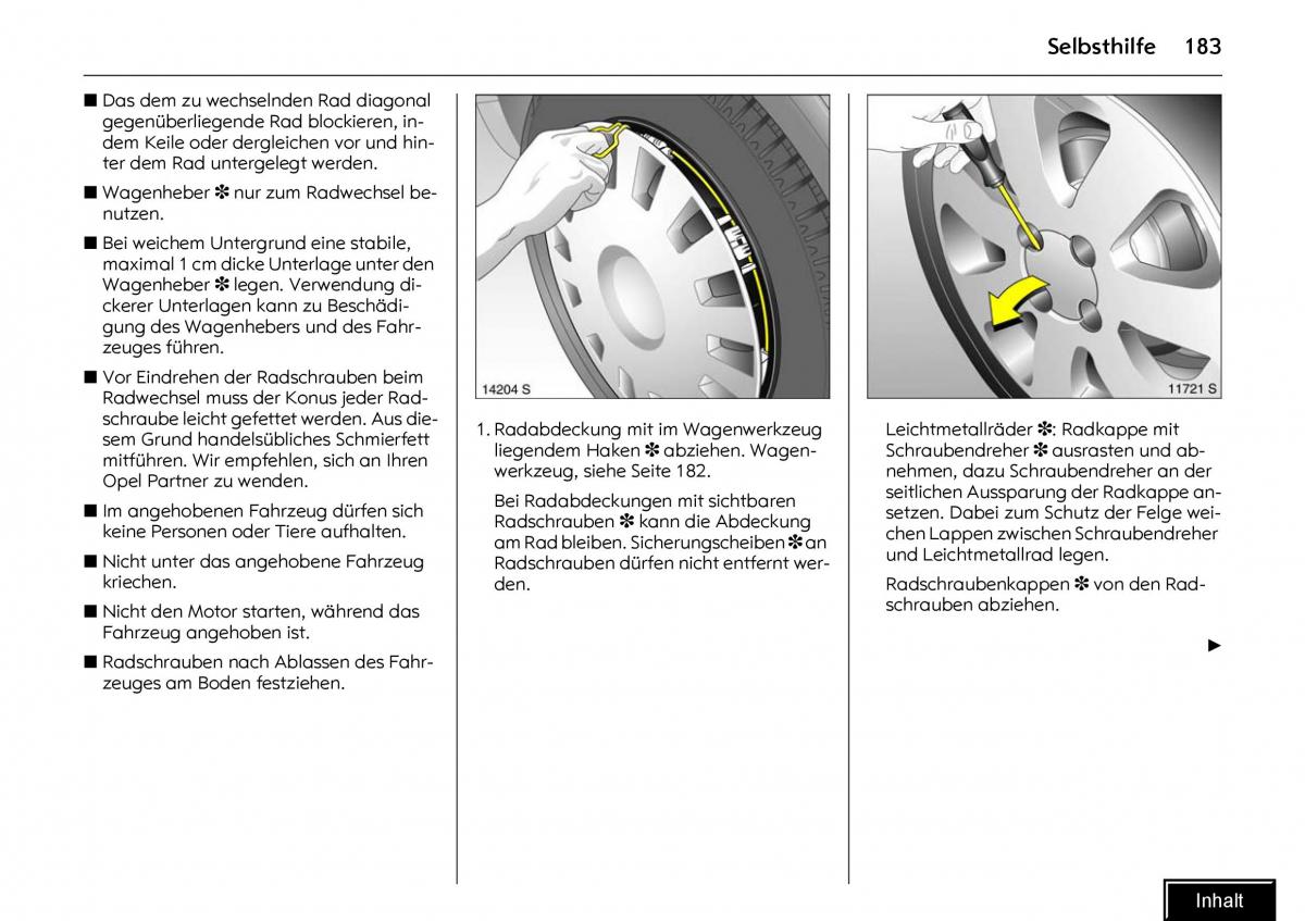 Opel Meriva I 1 A Chevrolet Meriva Vauxhall Meriva Handbuch / page 185