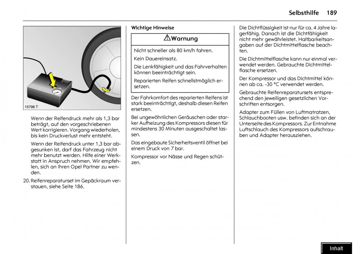 Opel Meriva I 1 A Chevrolet Meriva Vauxhall Meriva Handbuch / page 191