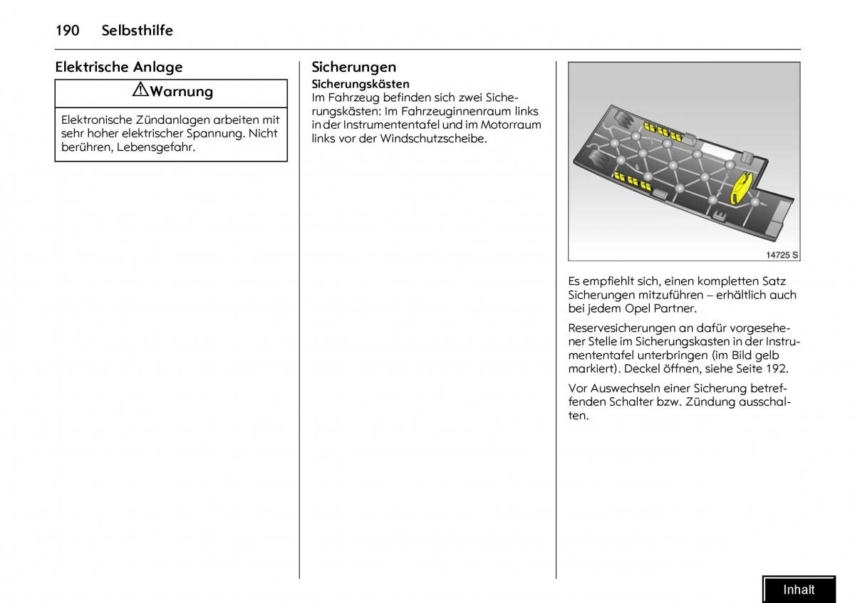 Opel Meriva I 1 A Chevrolet Meriva Vauxhall Meriva Handbuch / page 192